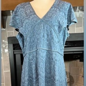 Suzanne Betro Blue Lace Cap Sleeve Dress 3X